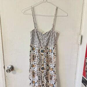 Roxy White Black and Tan Patterned Mini Dress